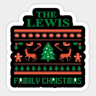 Family Christmas - Groovy Christmas LEWIS family, Family Christmas T-shirt, Pjama T-shirt Sticker